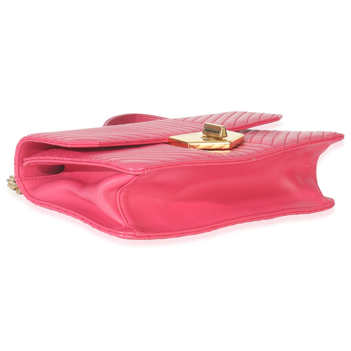 Prada Pink Calfskin Turn Lock Chain Flap Bag Handbag clasp