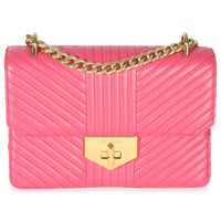 Prada Pink Calfskin Turn Lock Chain Flap Bag Handbag fv