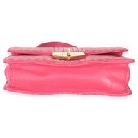 Prada Pink Calfskin Turn Lock Chain Flap Bag Handbag stamp