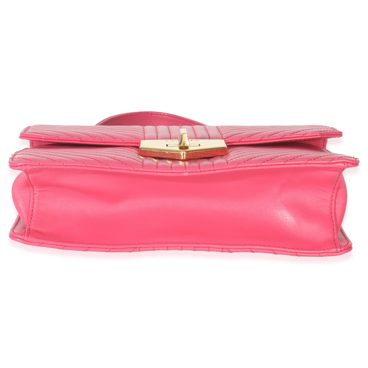 Prada Pink Calfskin Turn Lock Chain Flap Bag Handbag stamp