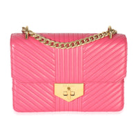 Pink Calfskin Turn Lock Chain Flap Bag