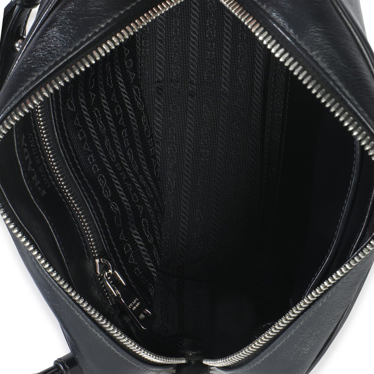 Prada Black Pink Calfskin Banana Logo Crossbody Bag Handbag ad1