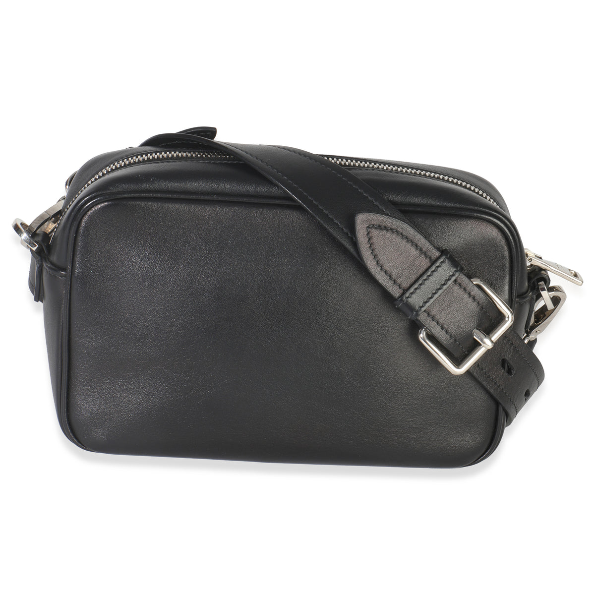 Prada Black Pink Calfskin Banana Logo Crossbody Bag Handbag bv