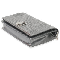 Christian Dior Silver Microcannage Calfskin Diorama Wallet On Chain Handbag box