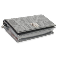 Christian Dior Silver Microcannage Calfskin Diorama Wallet On Chain Handbag clasp