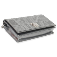 Christian Dior Silver Microcannage Calfskin Diorama Wallet On Chain Handbag clasp