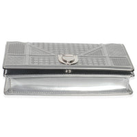 Christian Dior Silver Microcannage Calfskin Diorama Wallet On Chain Handbag stamp