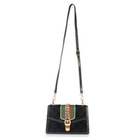 Black GG Velvet Small Sylvie Shoulder Bag