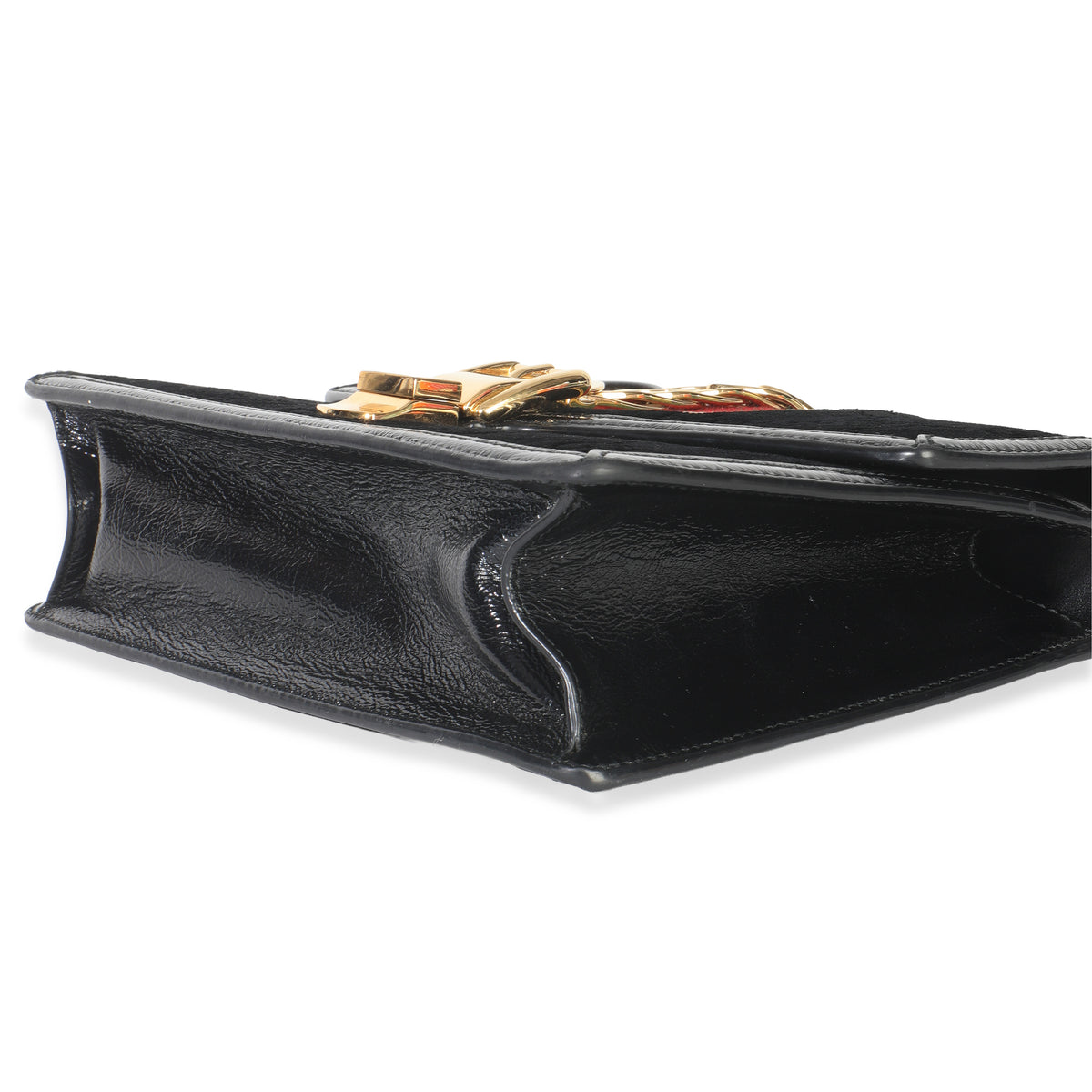 Black GG Velvet Small Sylvie Shoulder Bag