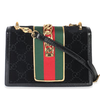 Black GG Velvet Small Sylvie Shoulder Bag