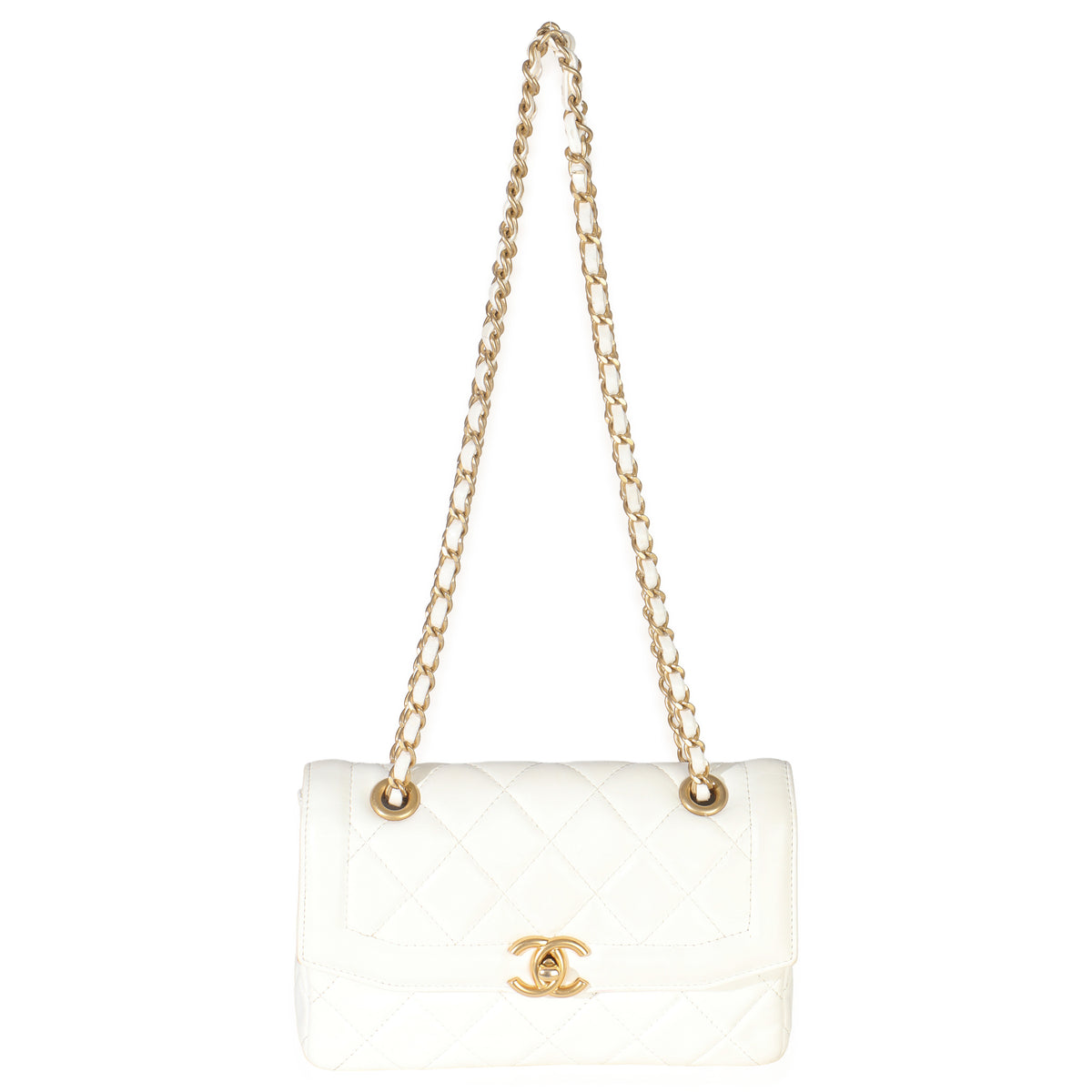 White Quilted Lambskin Small CC Flap Bag