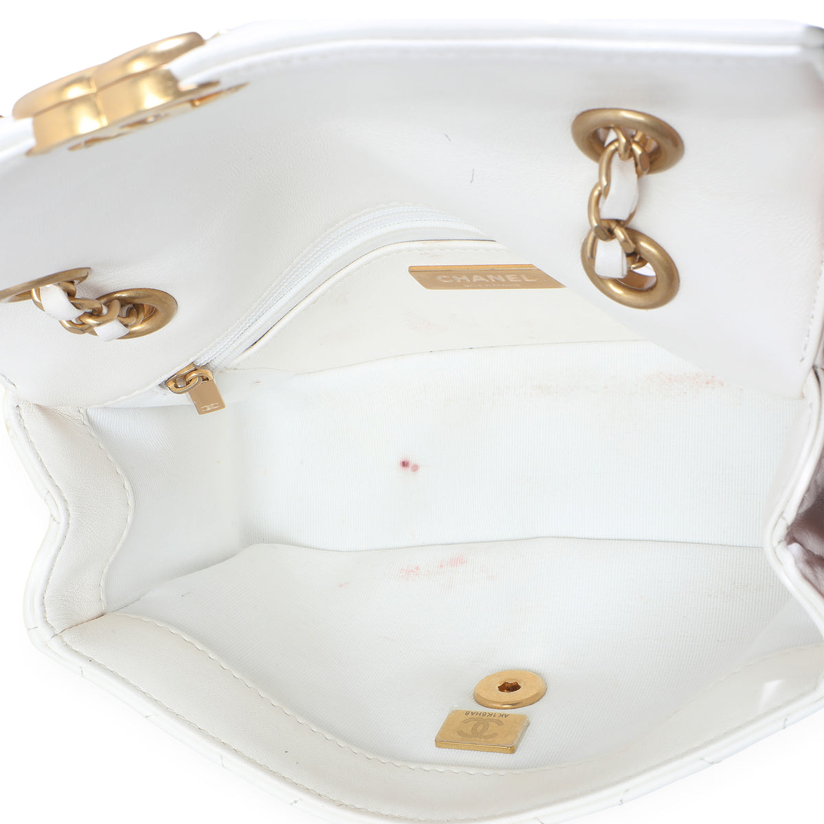 White Quilted Lambskin Small CC Flap Bag