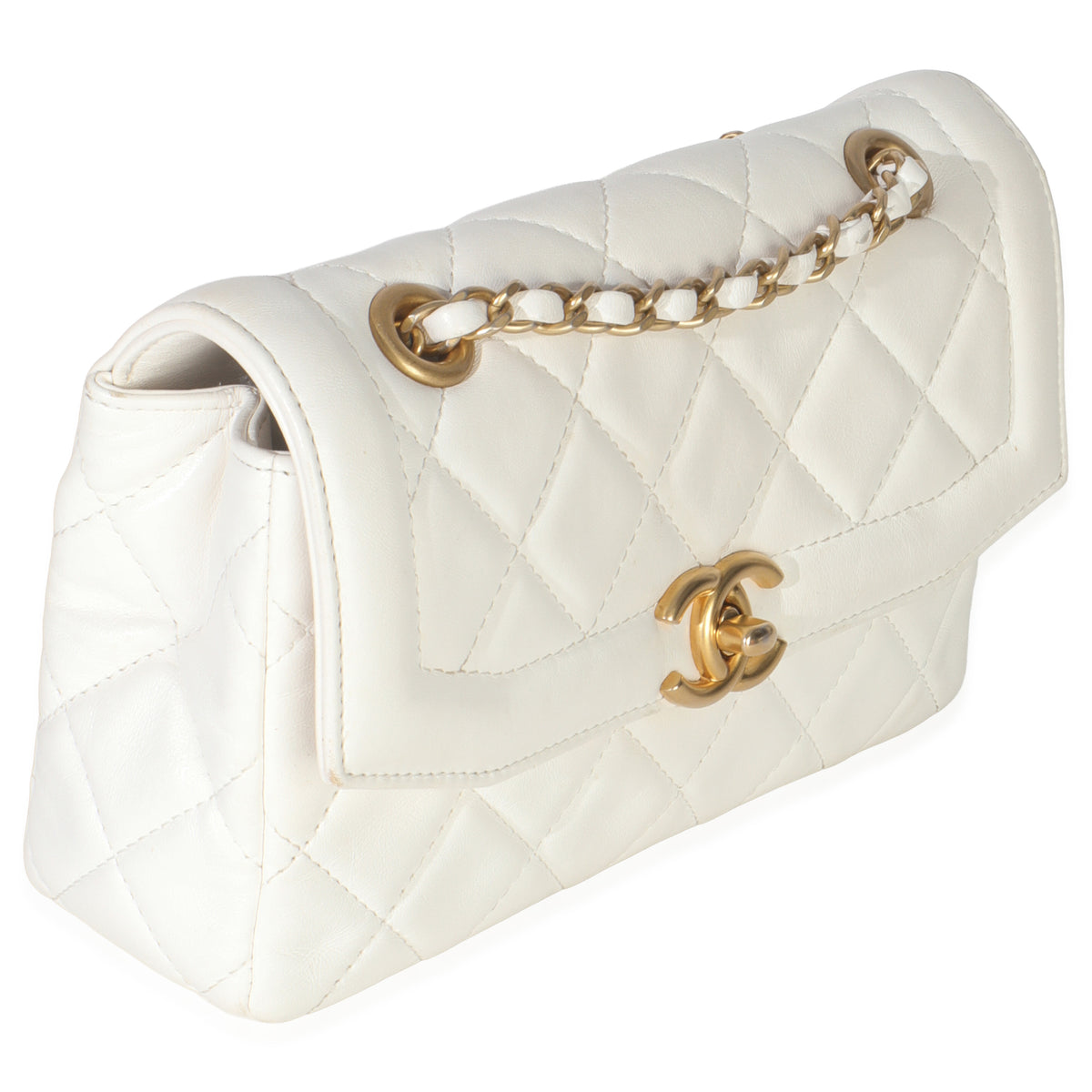 White Quilted Lambskin Small CC Flap Bag