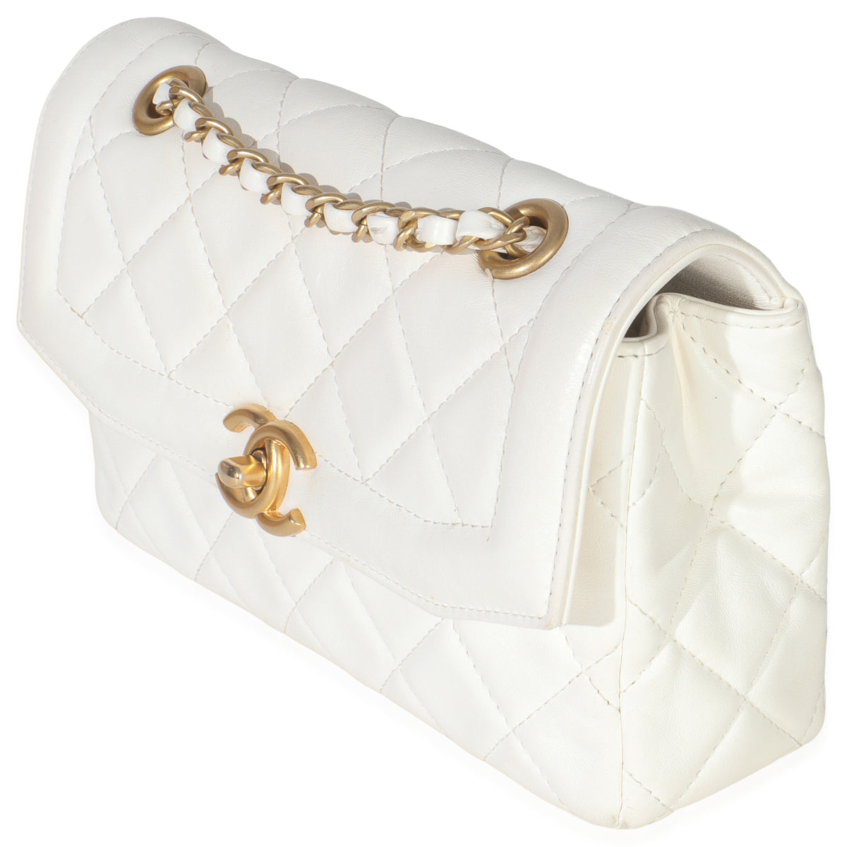 White Quilted Lambskin Small CC Flap Bag