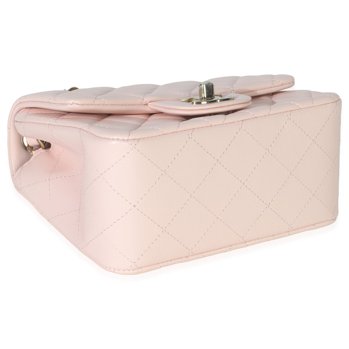 Chanel Pink Quilted Lambskin Mini Square Flap Bag Handbag clasp