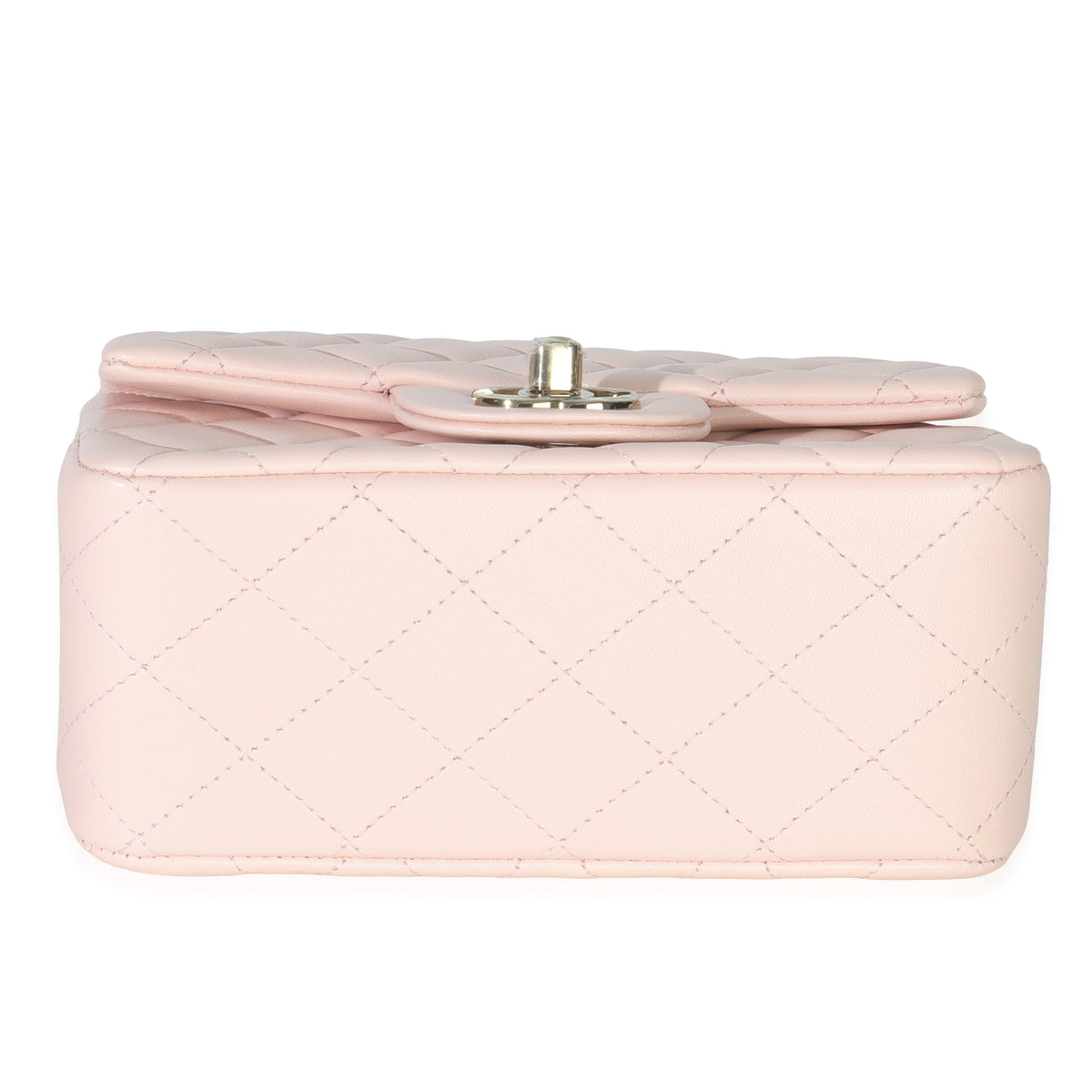 Chanel Pink Quilted Lambskin Mini Square Flap Bag Handbag stamp