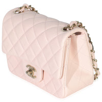 Chanel Pink Quilted Lambskin Mini Square Flap Bag Handbag sv