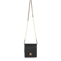 Chanel Black Quilted Goatskin Vertical Chic Pearls Flap Bag Handbag av