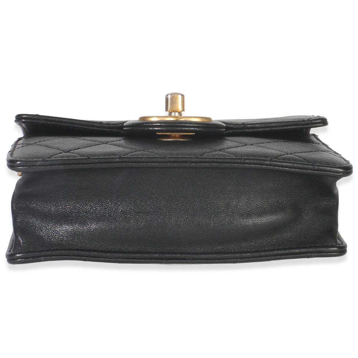 Chanel Black Quilted Goatskin Vertical Chic Pearls Flap Bag Handbag stamp