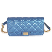 Chanel Blue Metallic Aged Quilted Calfskin 2.55 Reissue Flap Belt Bag Handbag fv