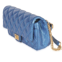Chanel Blue Metallic Aged Quilted Calfskin 2.55 Reissue Flap Belt Bag Handbag sv