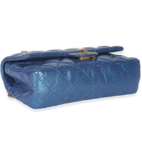 Chanel Blue Metallic Aged Quilted Calfskin 2.55 Reissue Flap Belt Bag Handbag clasp