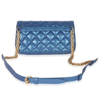 Chanel Blue Metallic Aged Quilted Calfskin 2.55 Reissue Flap Belt Bag Handbag bv
