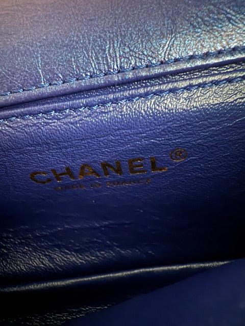 Chanel Blue Metallic Aged Quilted Calfskin 2.55 Reissue Flap Belt Bag Handbag ad3