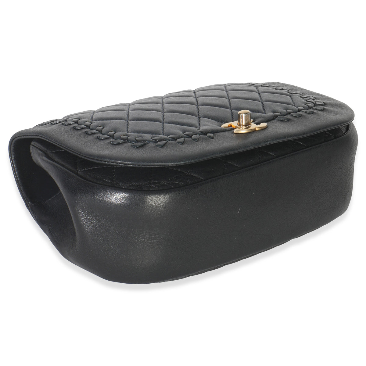 Chanel Black Quilted Lambskin CC Braided Saddle Flap Bag Handbag ad1