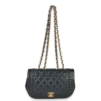 Chanel Black Quilted Lambskin CC Braided Saddle Flap Bag Handbag ad2