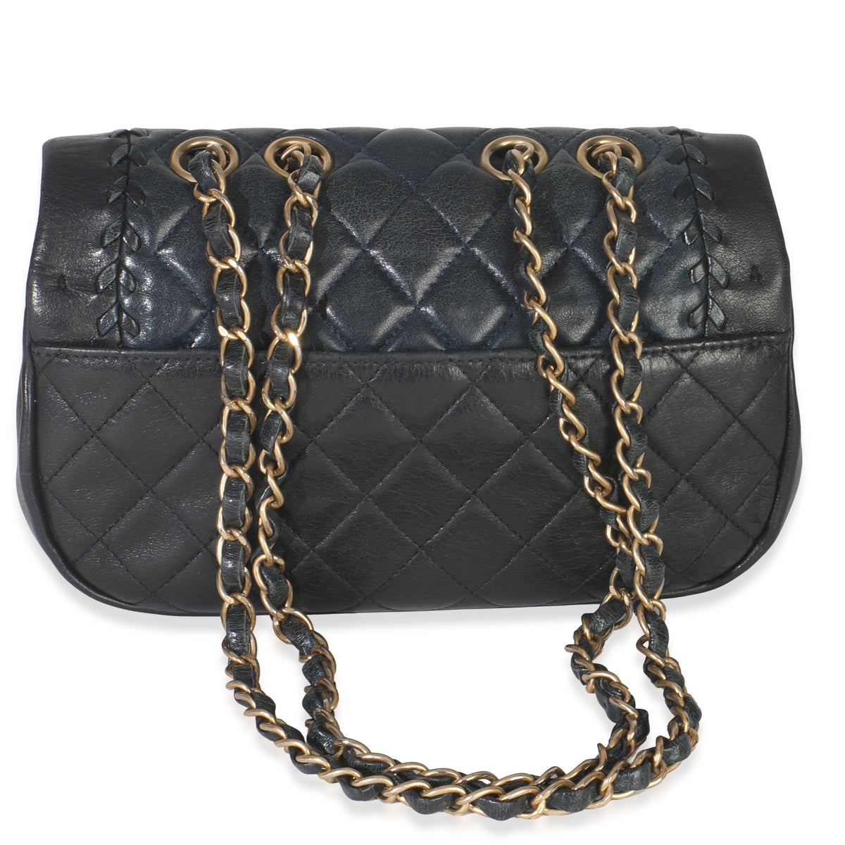 Chanel Black Quilted Lambskin CC Braided Saddle Flap Bag Handbag bv