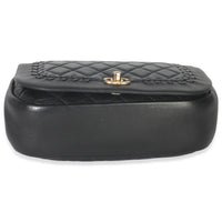 Chanel Black Quilted Lambskin CC Braided Saddle Flap Bag Handbag clasp