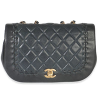 Chanel Black Quilted Lambskin CC Braided Saddle Flap Bag Handbag fv