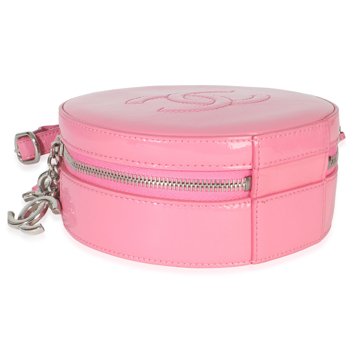 Pink Glazed Calfskin CC Round As Earth Bag