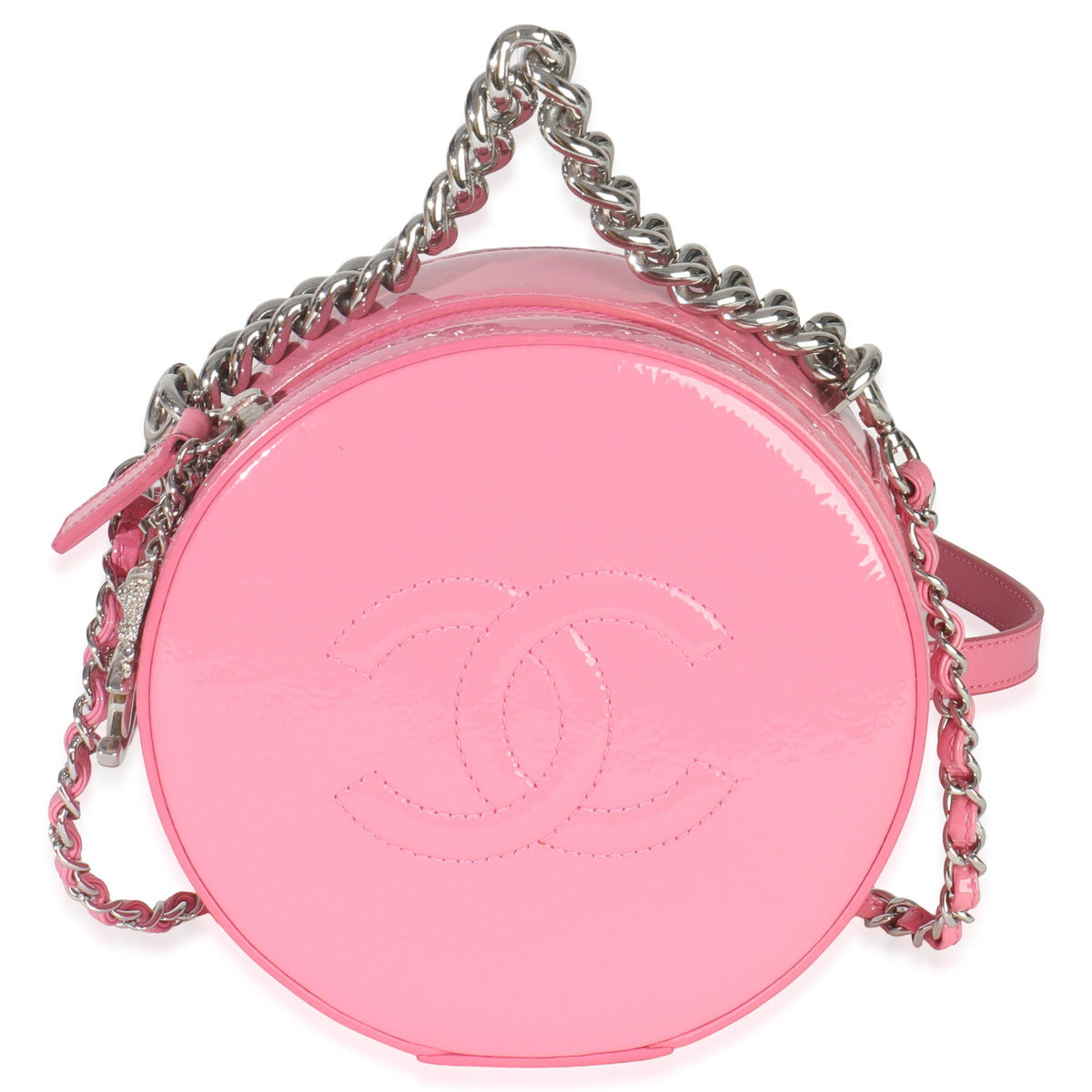 Pink Glazed Calfskin CC Round As Earth Bag