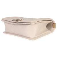 Beige Quilted Caviar Medium Boy Handbag