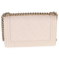 Beige Quilted Caviar Medium Boy Handbag