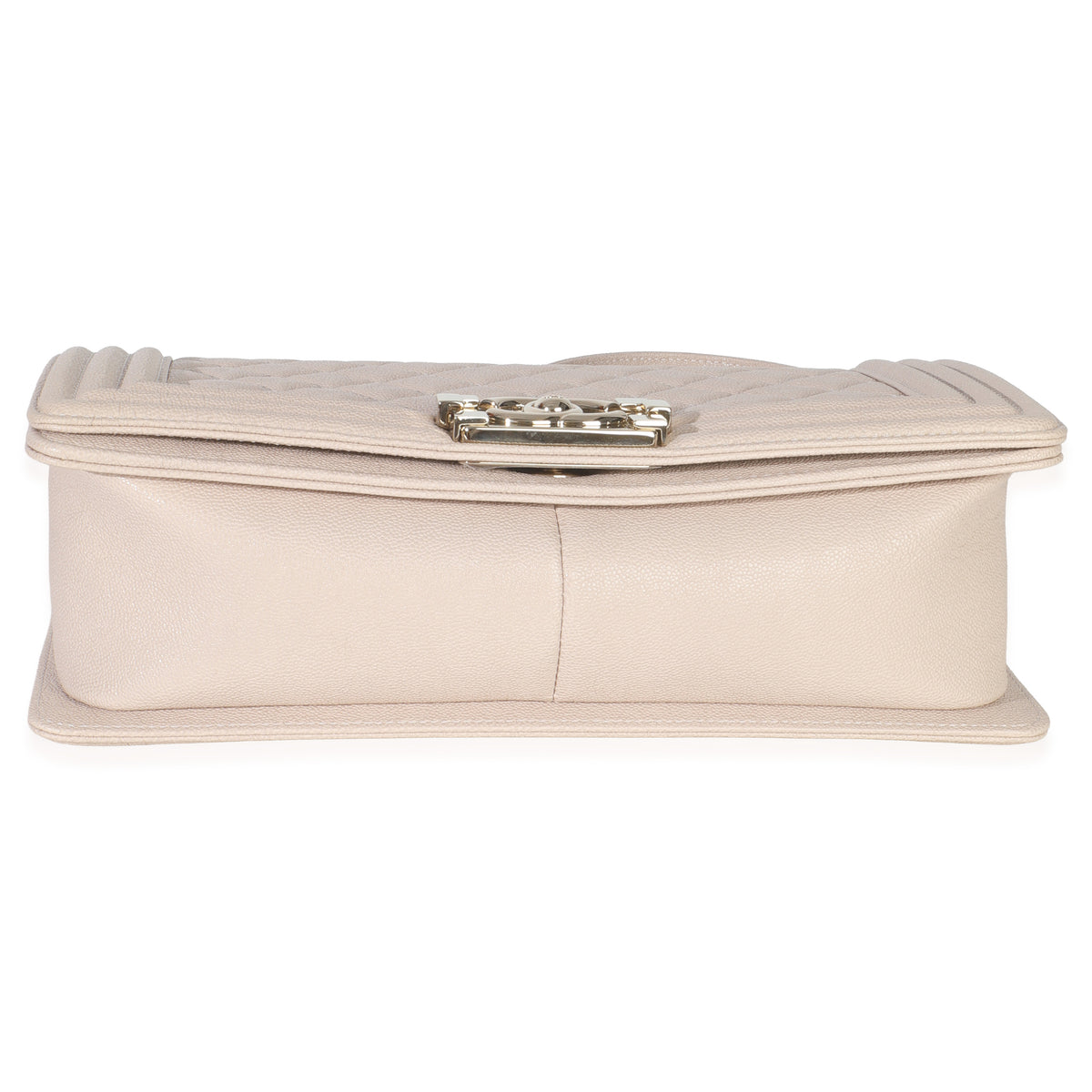 Beige Quilted Caviar Medium Boy Handbag