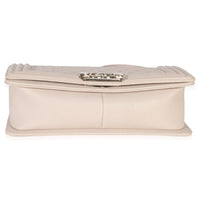 Beige Quilted Caviar Medium Boy Handbag
