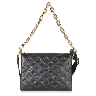 Black Monogram Puffy Coussin PM
