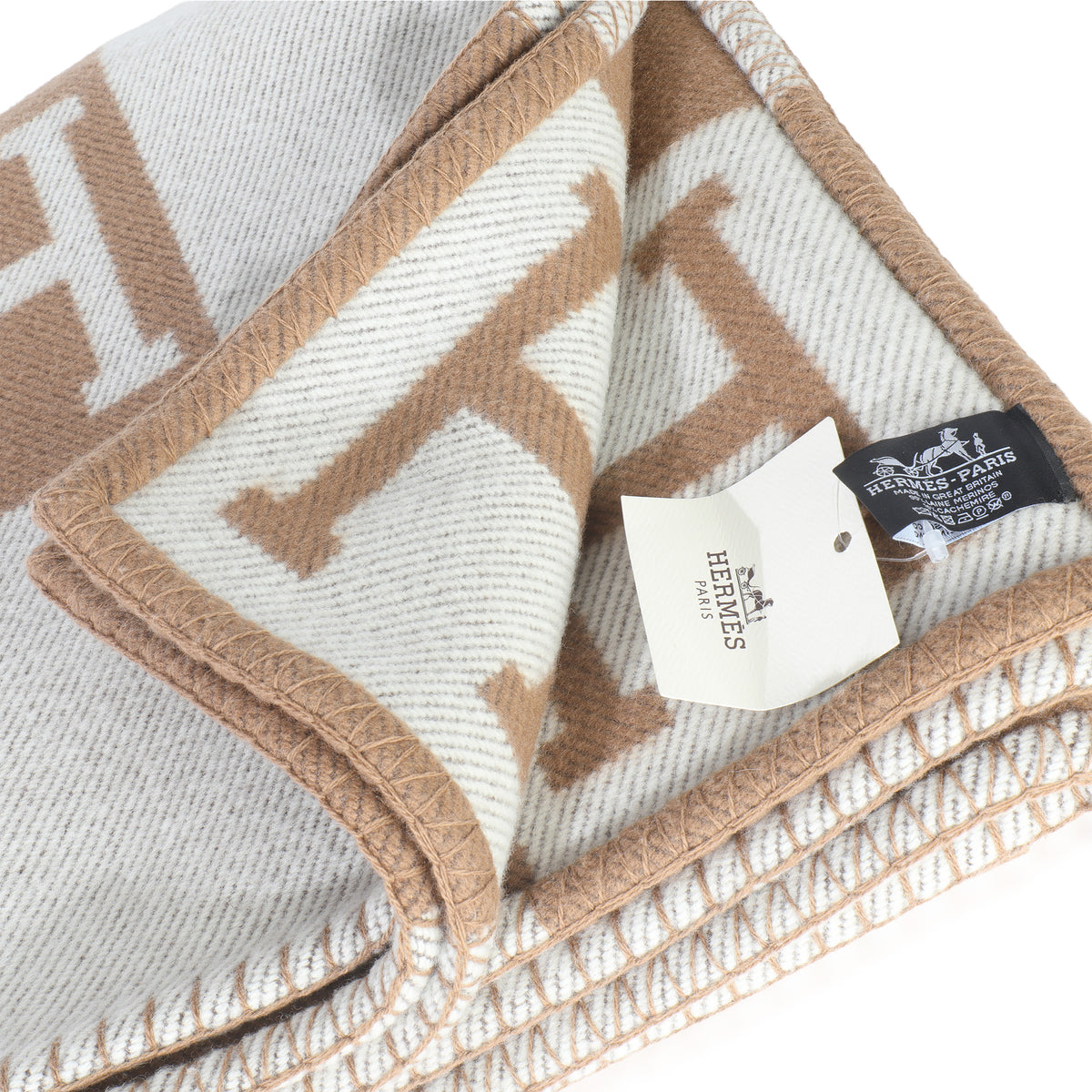 Ecru Camel Wool Cashmere Avalon Throw Blanket