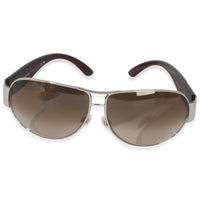 Brown Gold Frame CC Logo Wrap Aviator Sunglasses