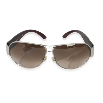 Brown Gold Frame CC Logo Wrap Aviator Sunglasses