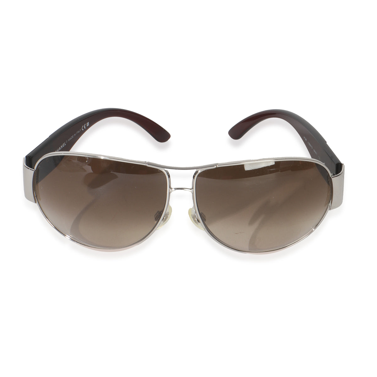 Brown Gold Frame CC Logo Wrap Aviator Sunglasses