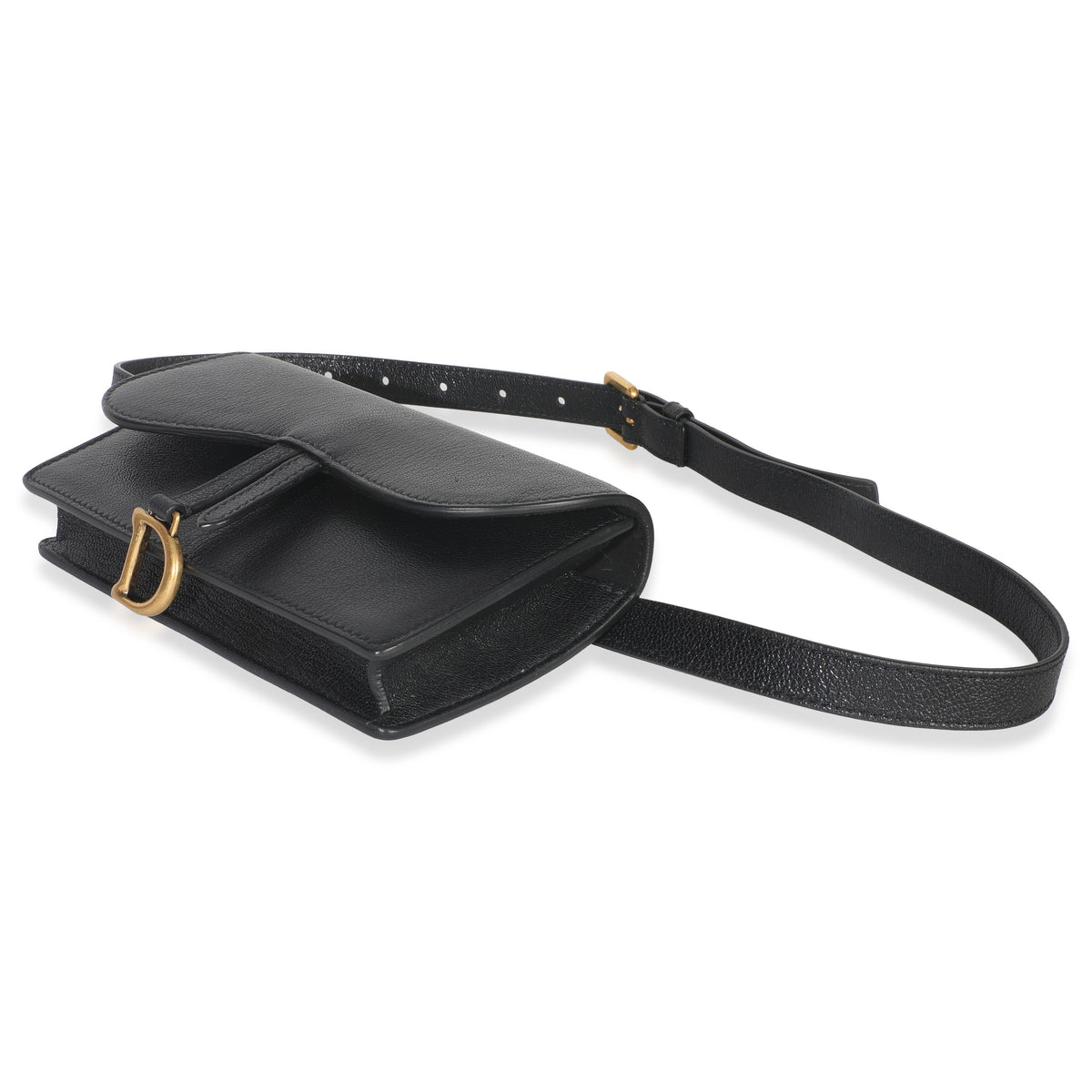 Christian Dior Black Leather Saddle Belt Pouch Handbag box