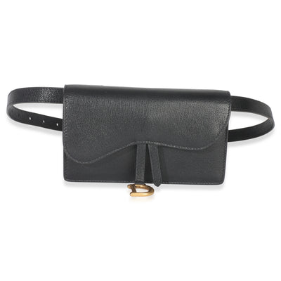 Christian Dior Black Leather Saddle Belt Pouch Handbag fv
