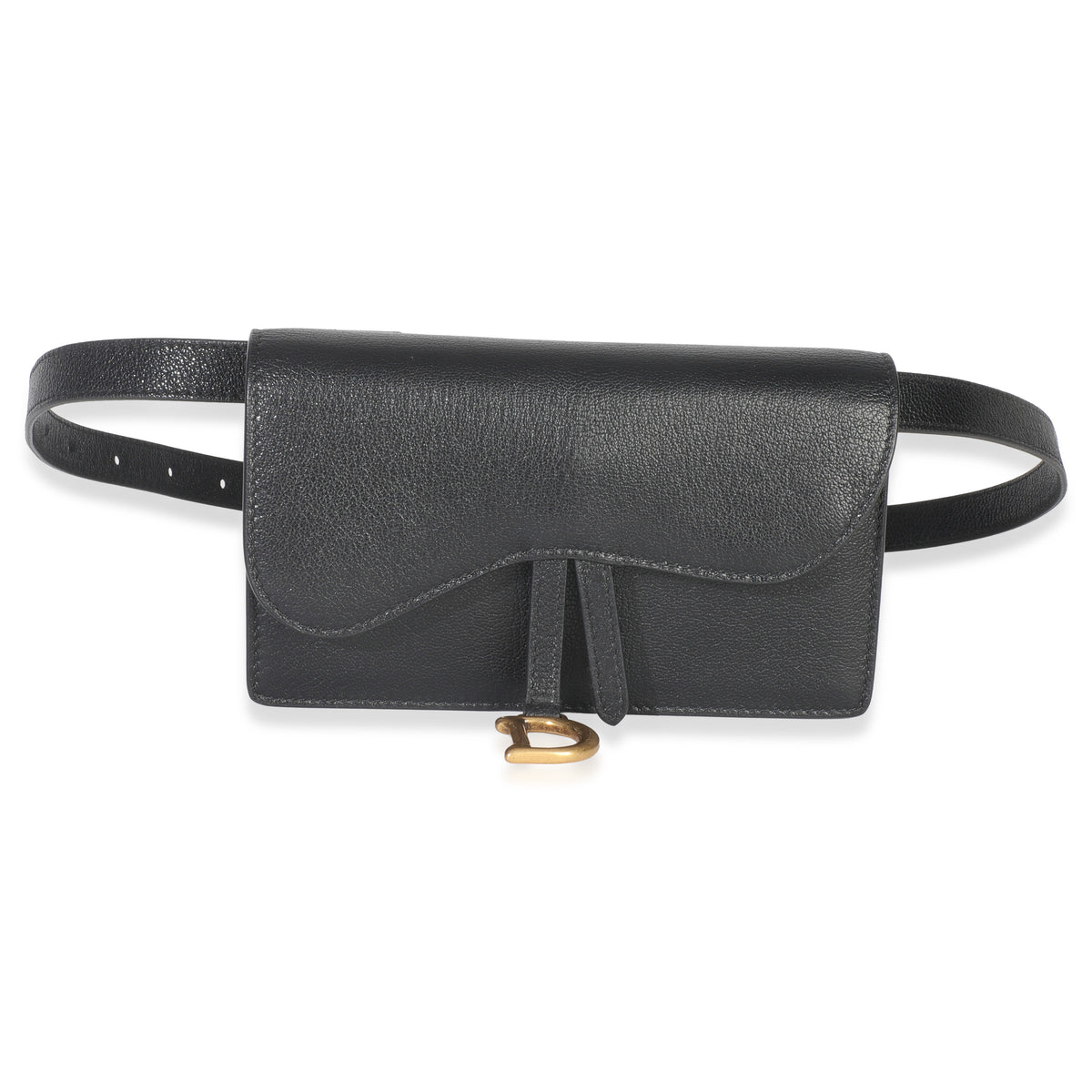 Christian Dior Black Leather Saddle Belt Pouch Handbag fv