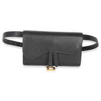 Christian Dior Black Leather Saddle Belt Pouch Handbag fv