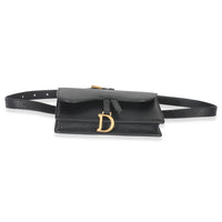 Christian Dior Black Leather Saddle Belt Pouch Handbag stamp
