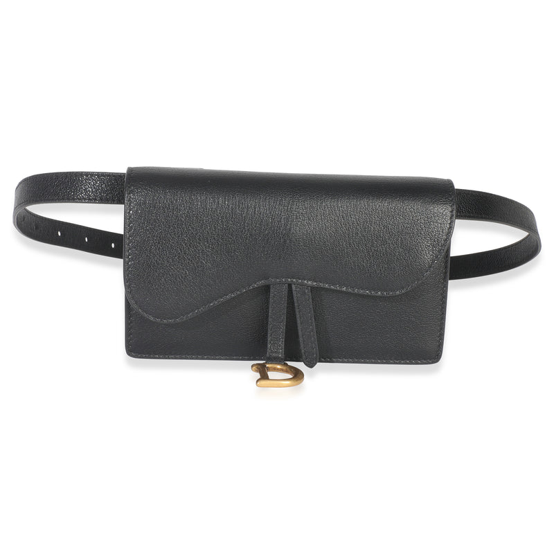 Black Leather Saddle Belt Pouch
